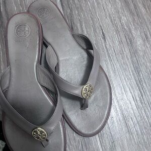 Used Tory Burch Gray/Taupe Flip Flops for Women